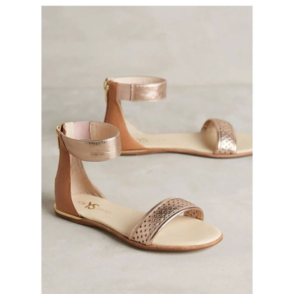 YOSI SAMRA Cambelle Sandal in Rose Gold & Sienna Size 9